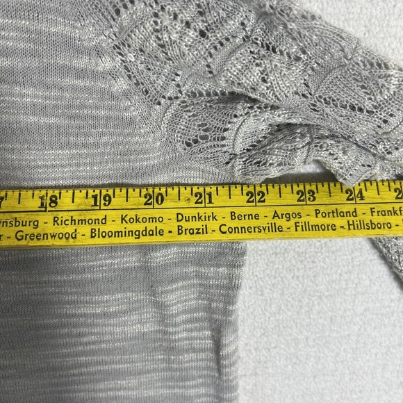 CJ Banks Lightweight Sweater Womens 1X Slub Knit Body Crochet Shoulders Gray - Picture 6 of 11